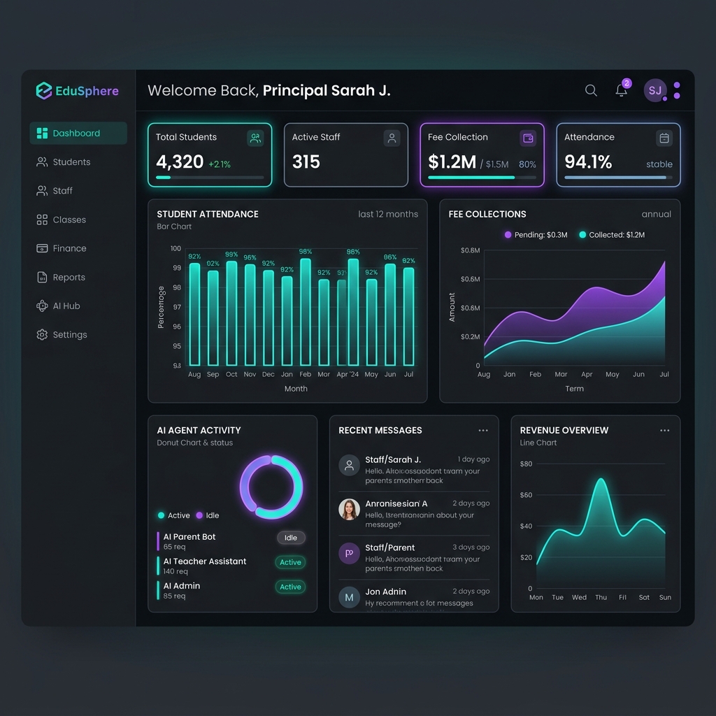EduSphere ERP SaaS Dashboard Interface